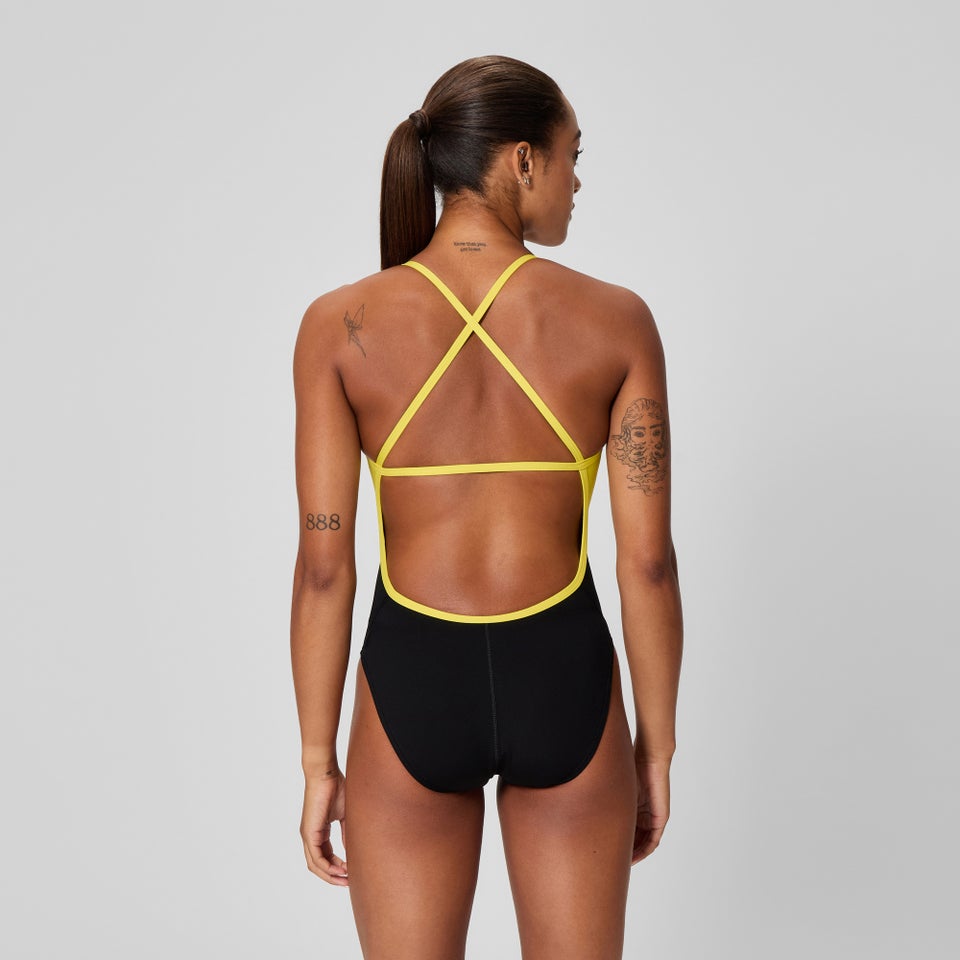 Women's Spark Splice Crossback One Piece Yellow