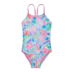 Women's Printed Tie Back One Piece Black