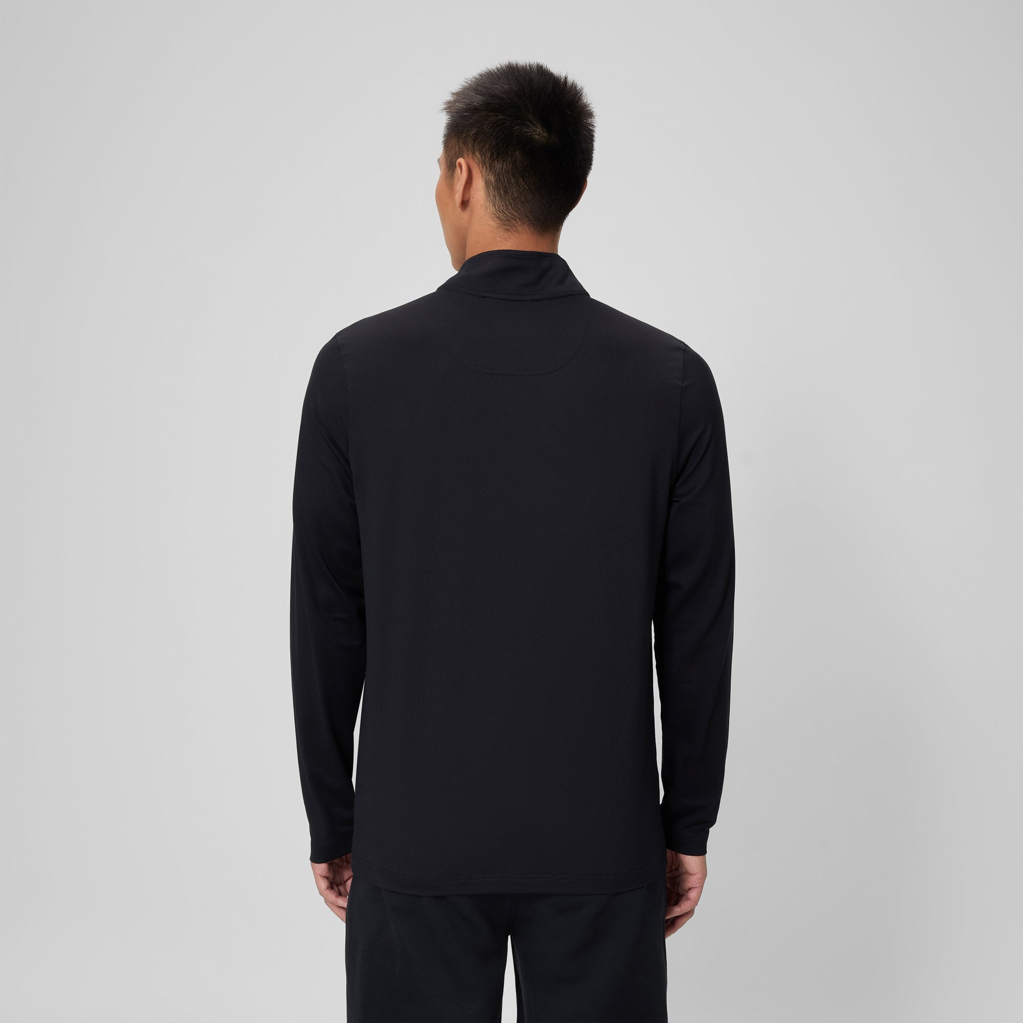 Unisex Long Sleeve Solid Quarter Zip Black