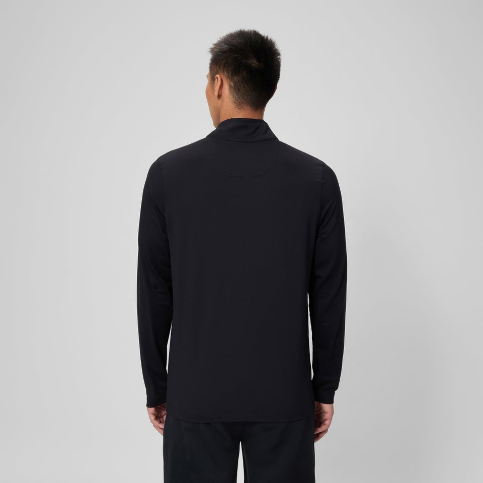 Unisex Long Sleeve Solid Quarter Zip Black