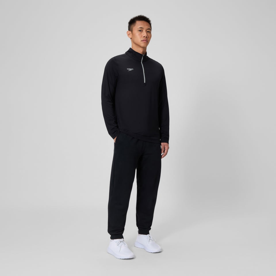 Unisex Long Sleeve Solid Quarter Zip Black