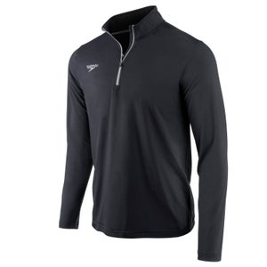 Unisex Long Sleeve Solid Quarter Zip Black - L