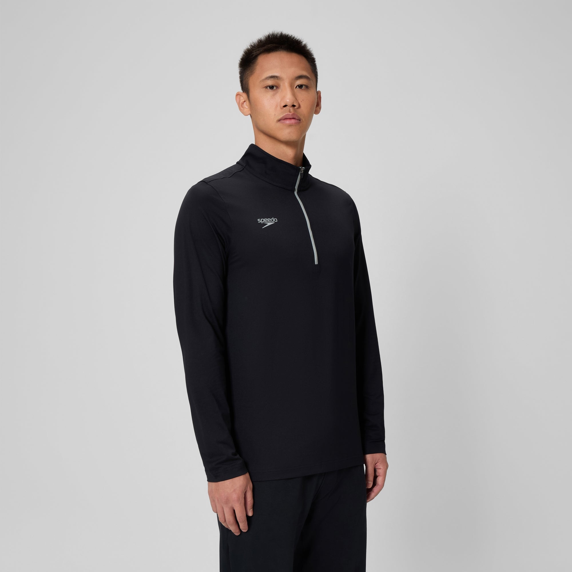 Unisex Long Sleeve Solid Quarter Zip Black | Speedo USA