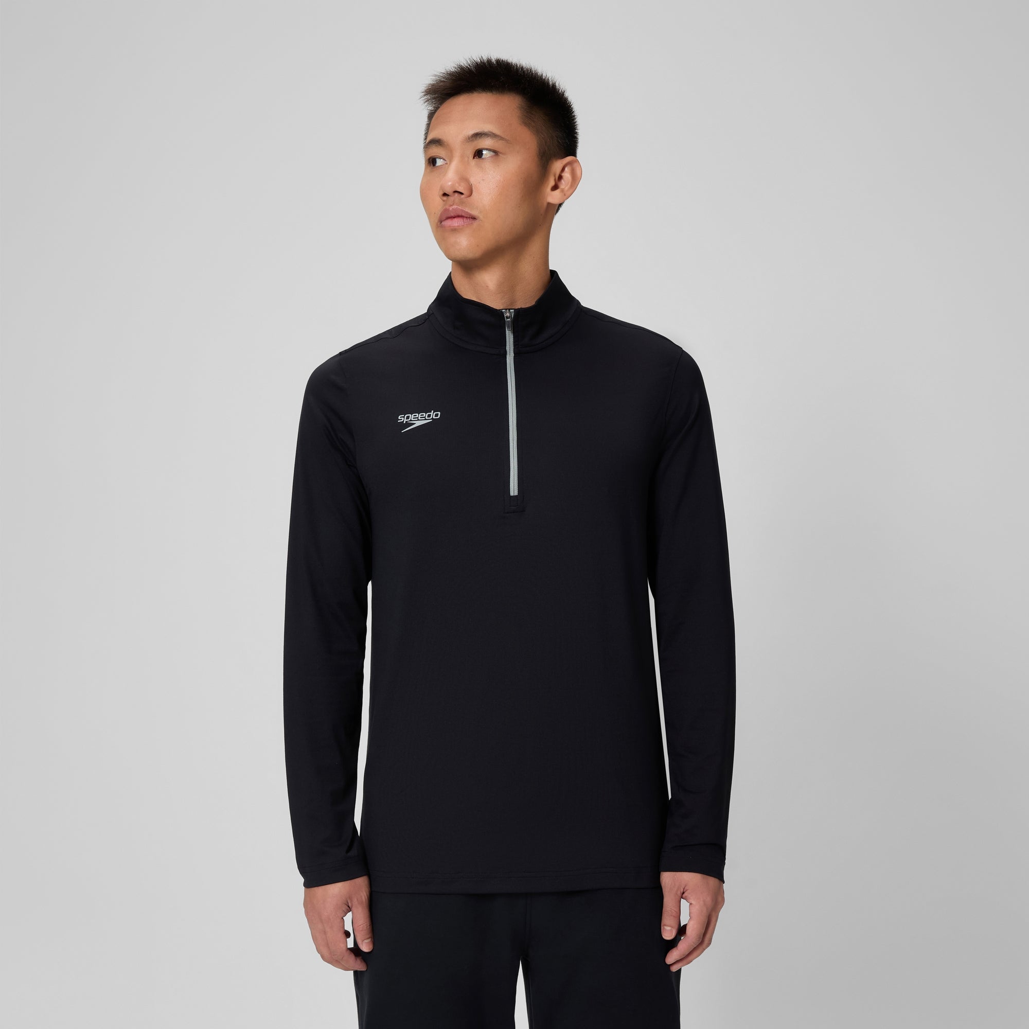 Unisex Long Sleeve Solid Quarter Zip Black | Speedo USA