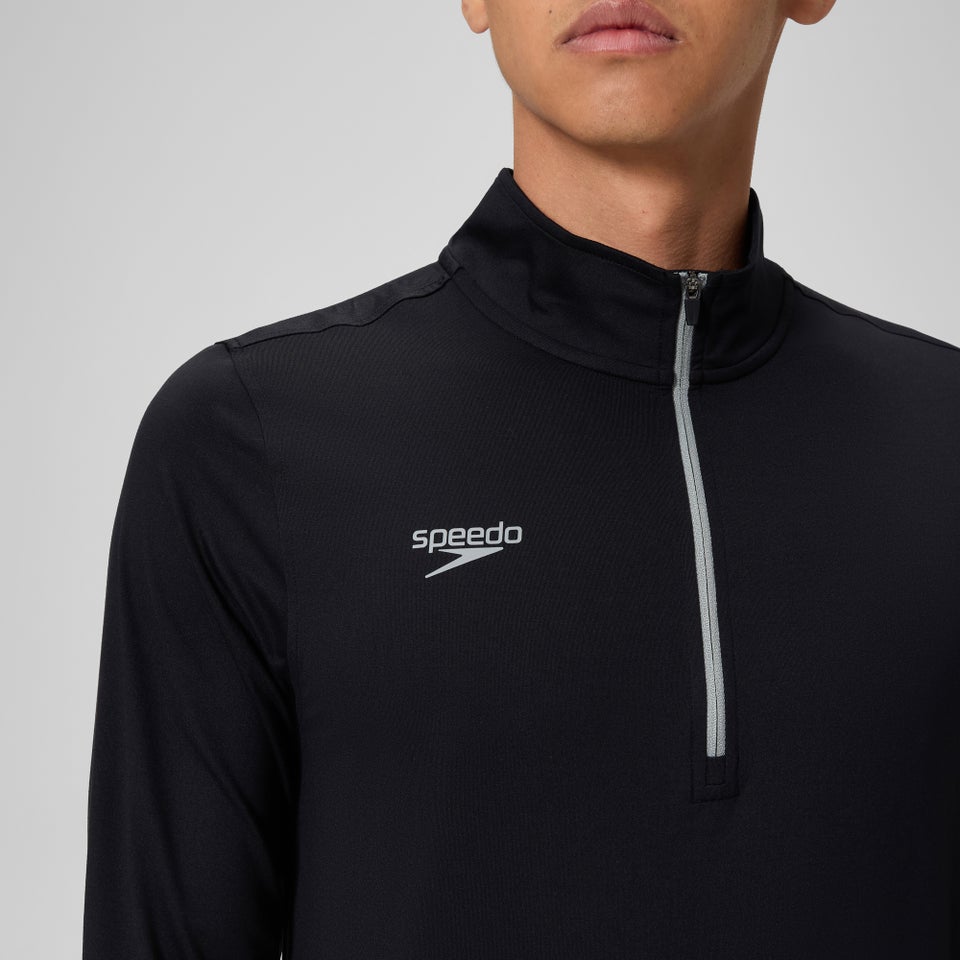 Unisex Long Sleeve Solid Quarter Zip Black