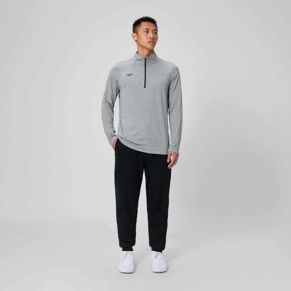 Unisex Long Sleeve Solid Quarter Zip Gray