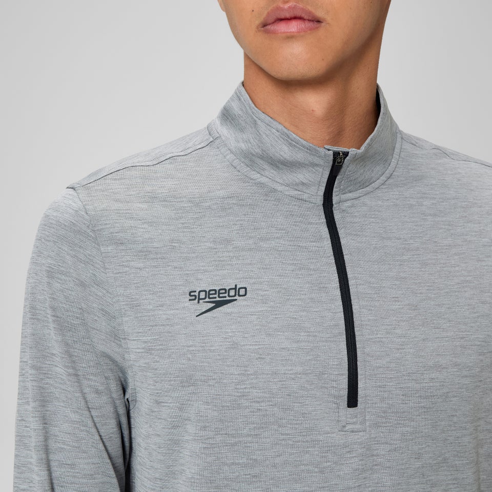 Unisex Long Sleeve Solid Quarter Zip Gray