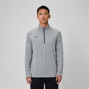 Unisex Long Sleeve Solid Quarter Zip Gray