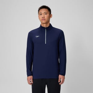 Unisex Long Sleeve Solid Quarter Zip Navy - L