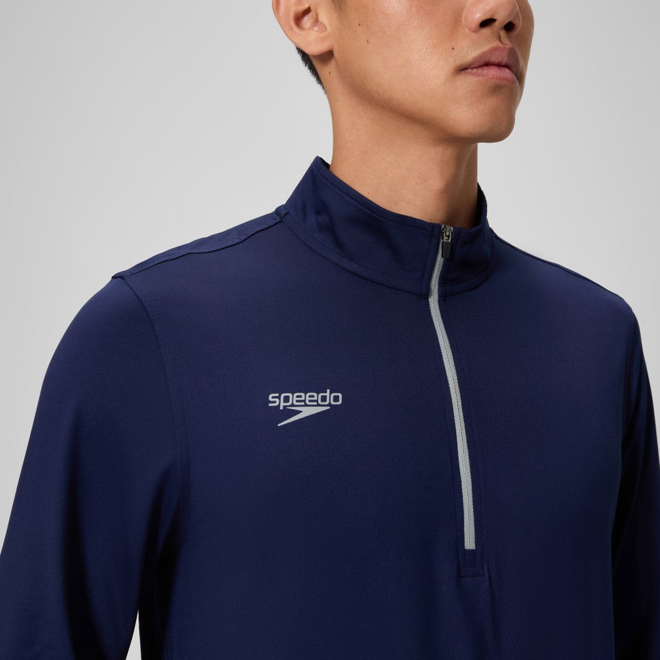 Unisex Long Sleeve Solid Quarter Zip Navy