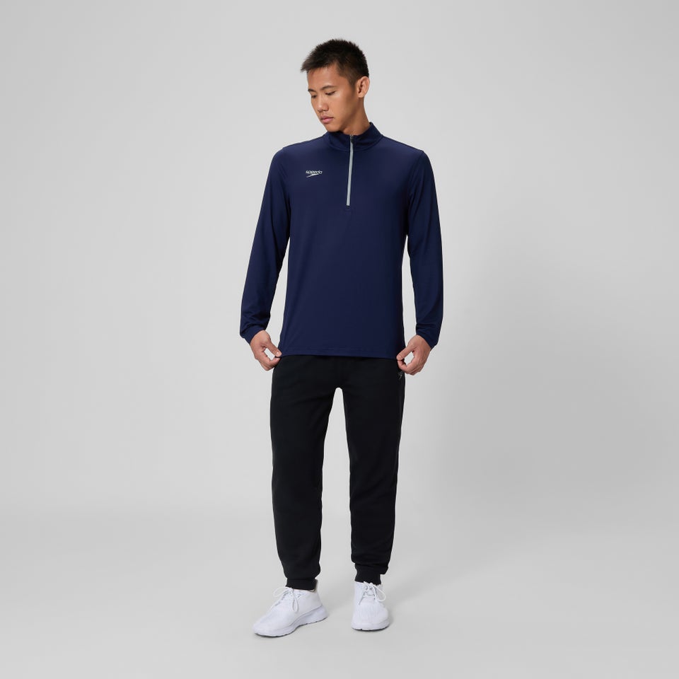 Unisex Long Sleeve Solid Quarter Zip Navy