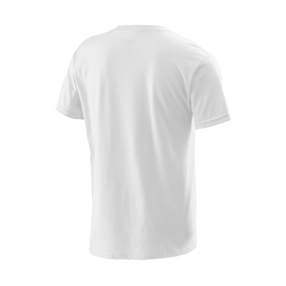 T-shirt ras du cou manches courtes avec logo rétro pour hommes, blanc