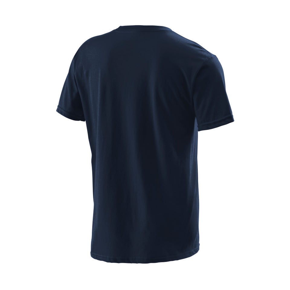 T-shirt ras du cou manches courtes avec logo rétro pour hommes, bleu marine