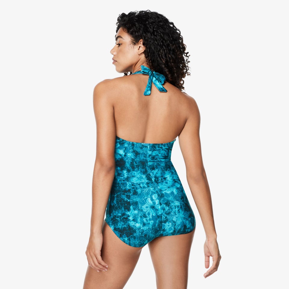 Printed Halter One Piece Teal