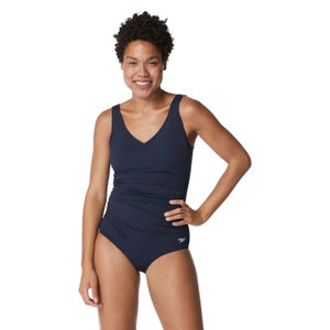 Women's Side Shirred Contourback One Piece Blue - 6