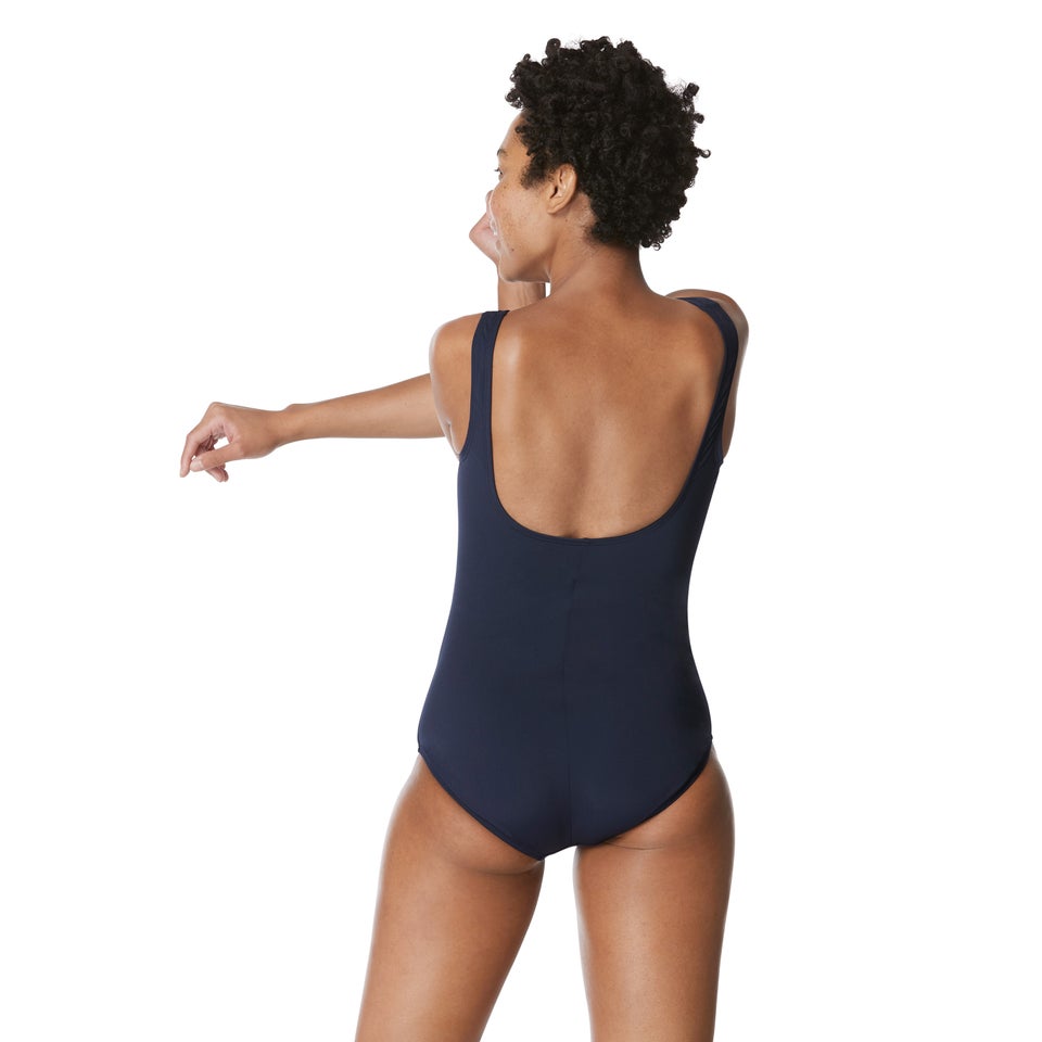 Women's Side Shirred Contourback One Piece Blue