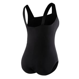 Women's Plus Solid Shirred Tank One Piece Black