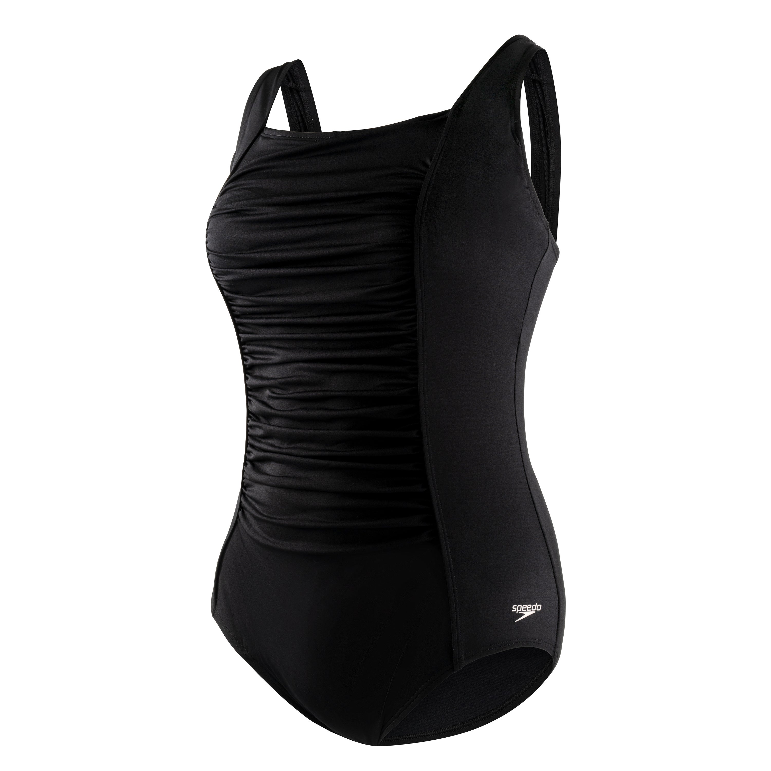Women's Plus Solid Shirred Tank One Piece Black | Speedo USA