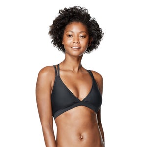 V-Neck Double Strap Bikini Top - Black |Size L
