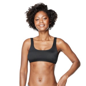 Rib Logo Bikini Top - Black | Size L