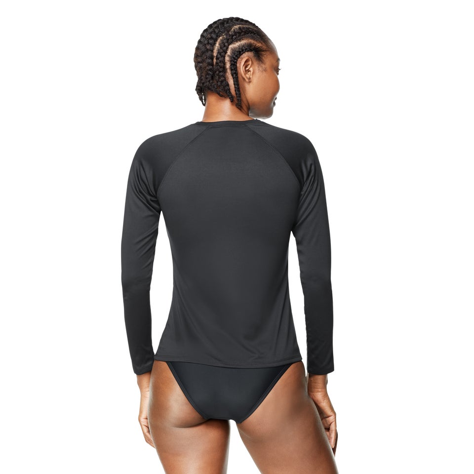 T-shirt de bain manches longues pour femmes, noir