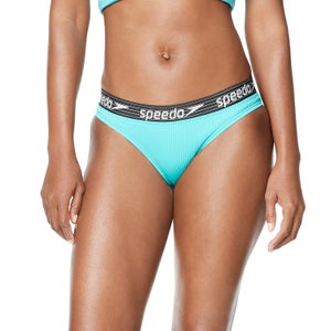 Rib Logo Bikini Bottom - Aqua | Size L