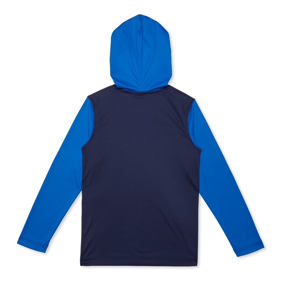 Boys Hooded Long Sleeve Swim Shirt Blue