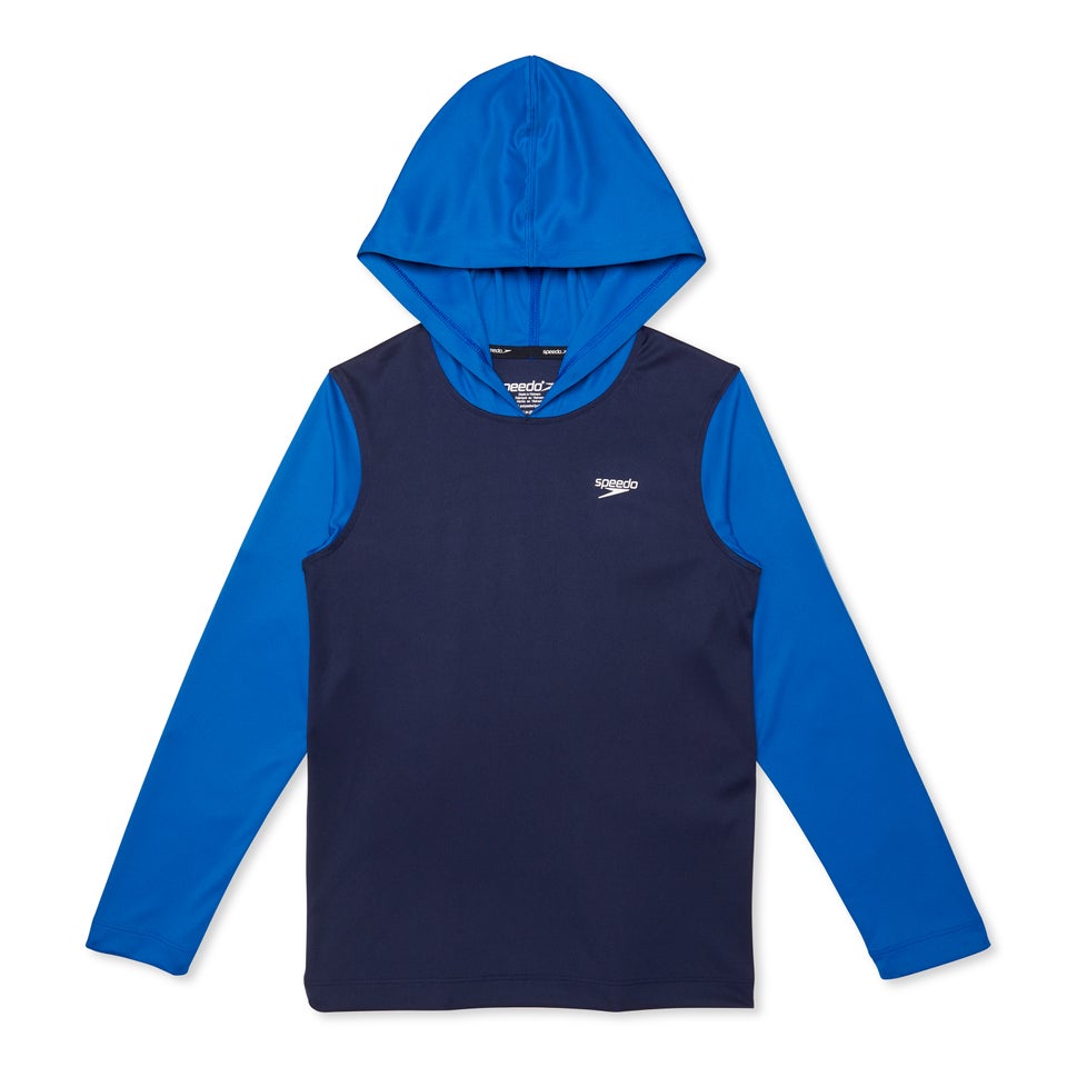 Boys Hooded Long Sleeve Swim Shirt Blue