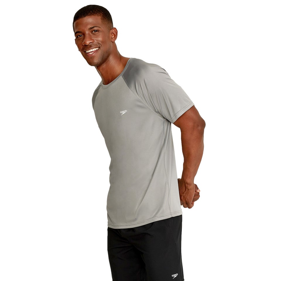 Men's Easy Solid Short Sleeve Swim Rashguard Gray