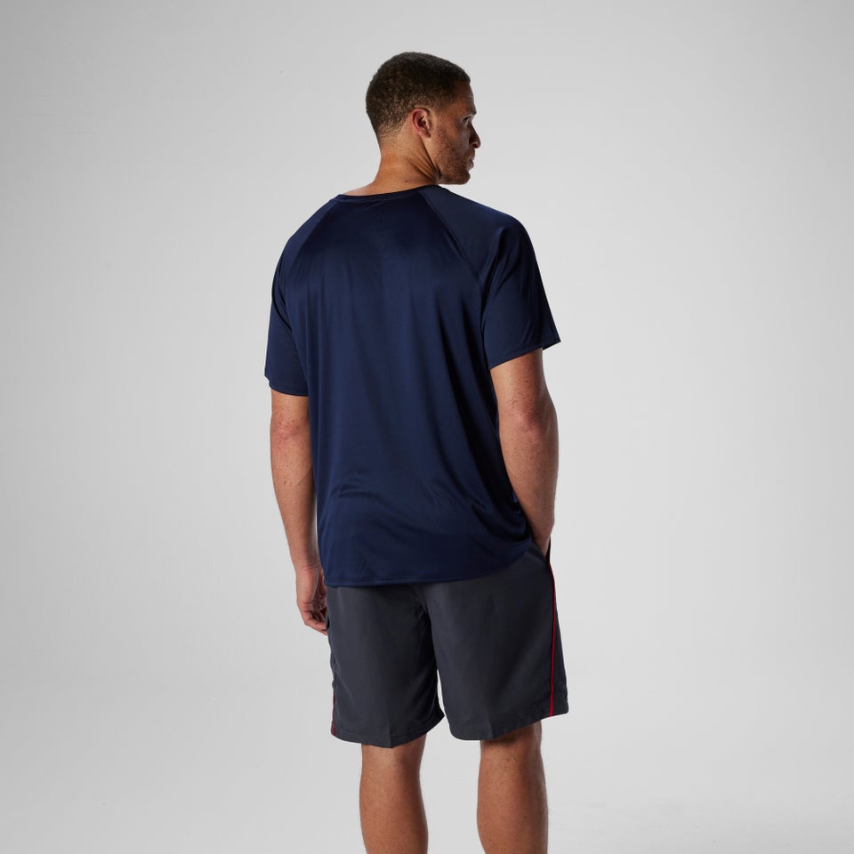 Maillot dermoprotecteur de bain manches courtes Easy couleur unie pour hommes, bleu marine