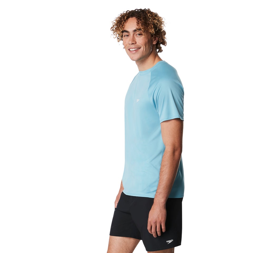 Men's New Easy Short Sleeve Swim Rashguard Blue