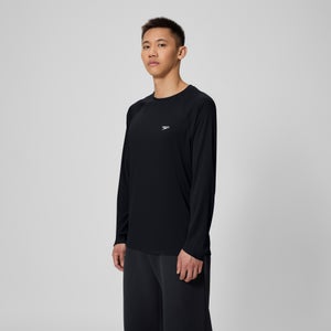 Maillot dermoprotecteur de bain manches longues Easy couleur unie pour hommes, noir