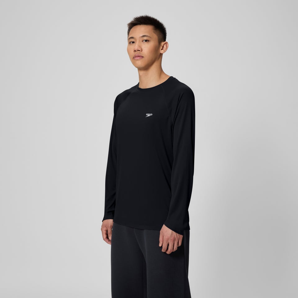 Maillot dermoprotecteur de bain manches longues Easy couleur unie pour hommes, noir