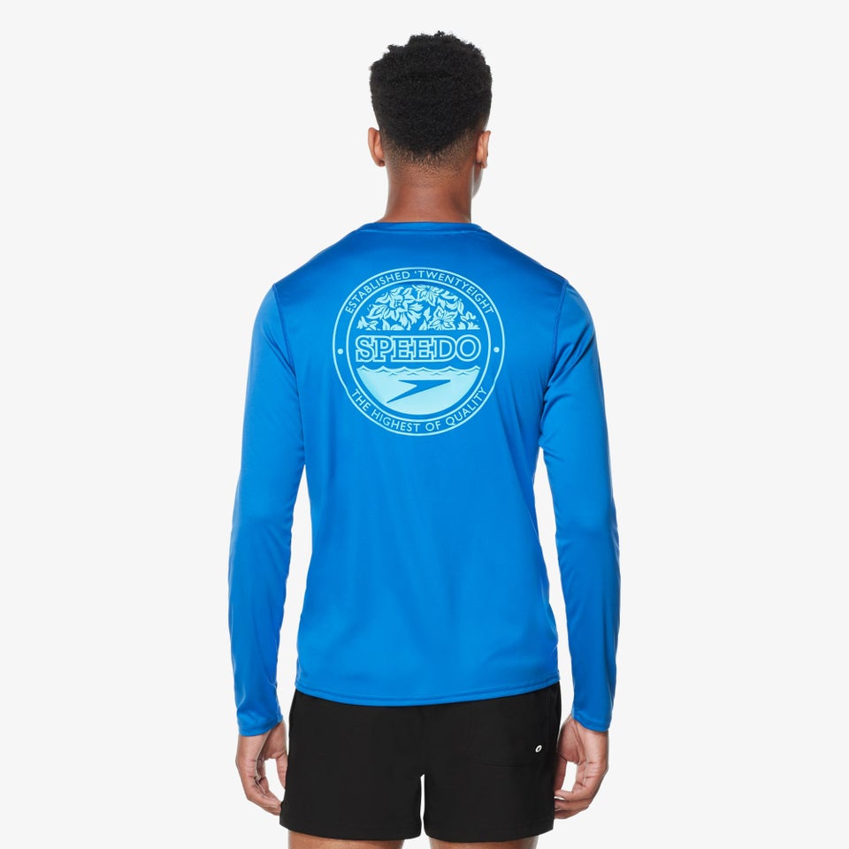 Graphic Long Sleeve Swim Rashguard Blue