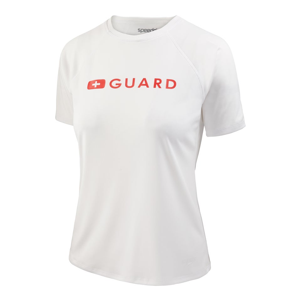 Women's Guard Short Sleeve Solid Swim Tee White