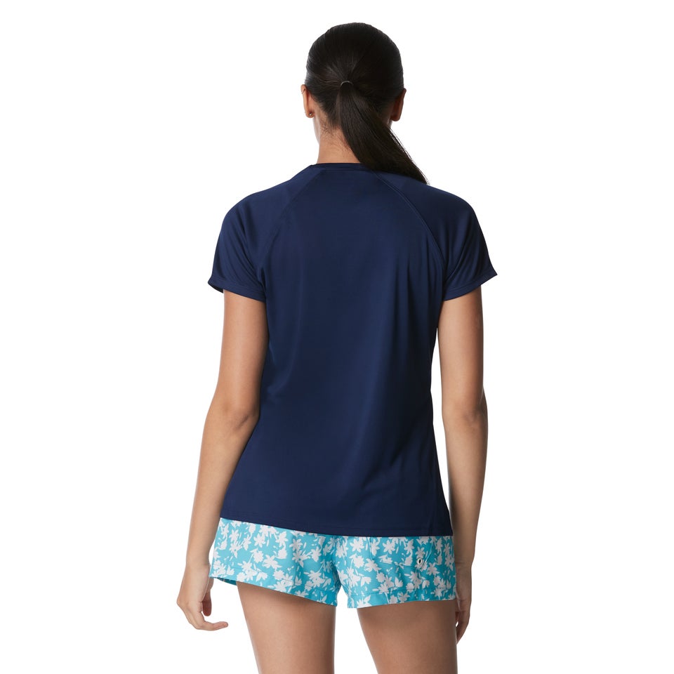 Women's Guard Short Sleeve Solid Swim Tee Purple