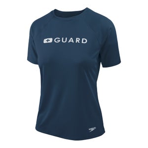 Women's Guard Short Sleeve Solid Swim Tee Purple