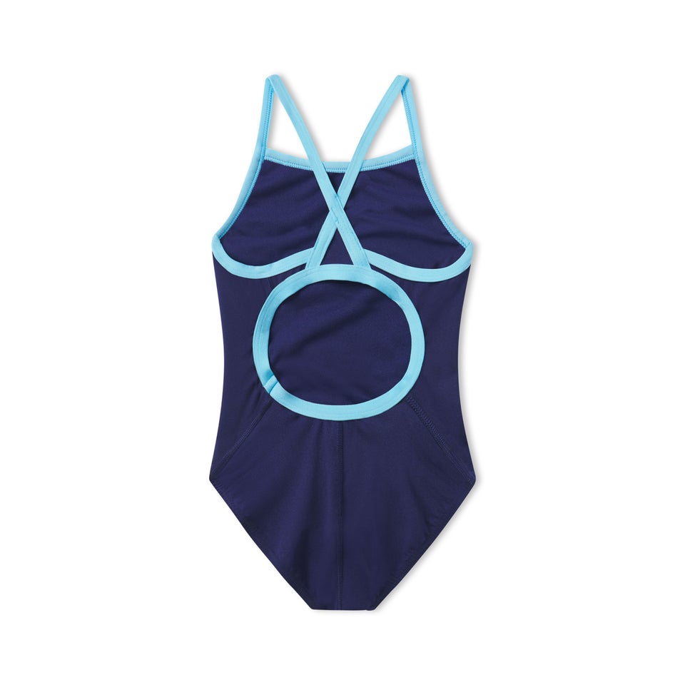 Girls Endurance+ Flyback Youth Training Suit One Piece Navy/Light Blue