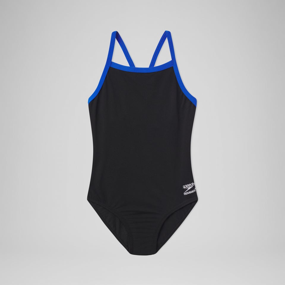 Girl's Endurance+ Solid Flyback Training One Piece Black/Blue