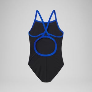 Girl's Endurance+ Solid Flyback Training One Piece Black/Blue