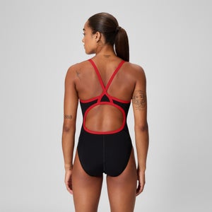 Women's Endurance+ Solid Flyback Training One Piece Black/Red