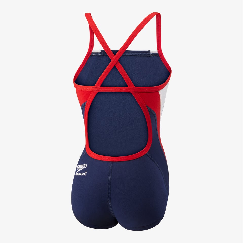 Girl's Youth Endurance+ Splice Cross Back One Piece Navy