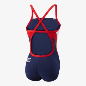 Girl's Youth Endurance+ Splice Cross Back One Piece Navy