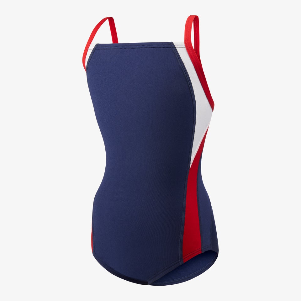 Girl's Youth Endurance+ Splice Cross Back One Piece Navy