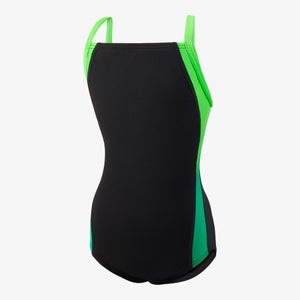 Girl's Youth Endurance+ Splice Cross Back One Piece Blue - D22  YTH