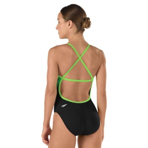 Women's Endurance+ Splice Cross Back One Piece  Blue