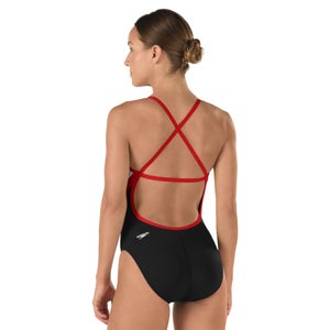 Women's Splice Cross Back One Piece Red