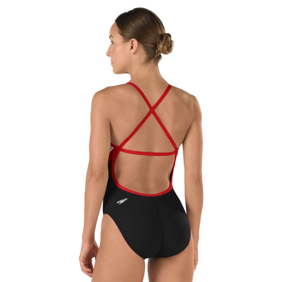 Women's Splice Cross Back One Piece Red