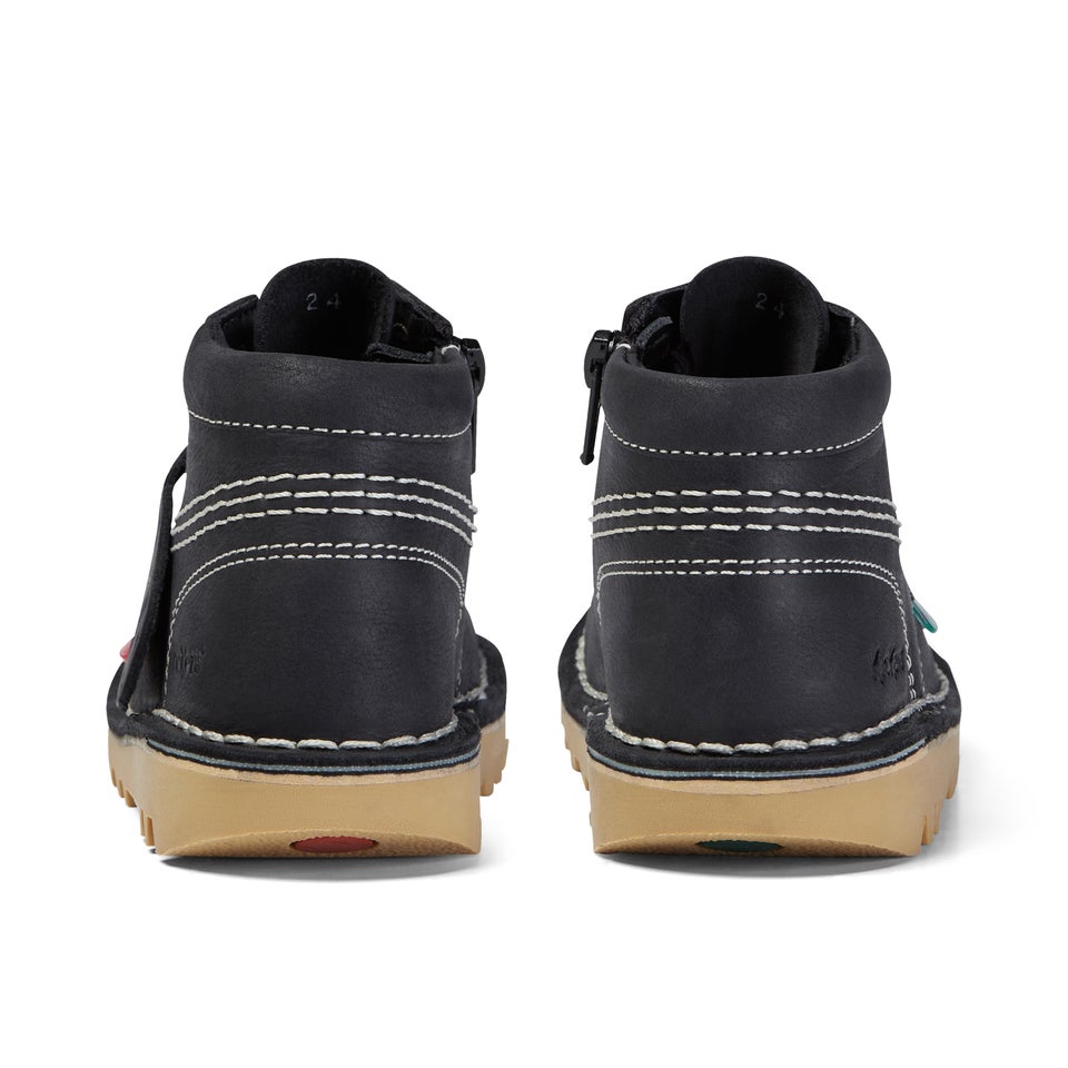 Junior Unisex Kick Hi Zip Leather Black/White