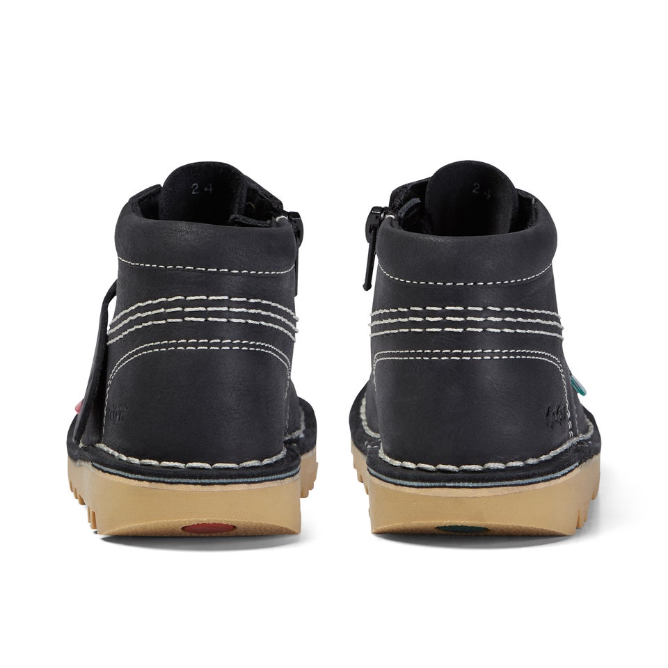 Infant Unisex Kick Hi Zip Leather Black/White